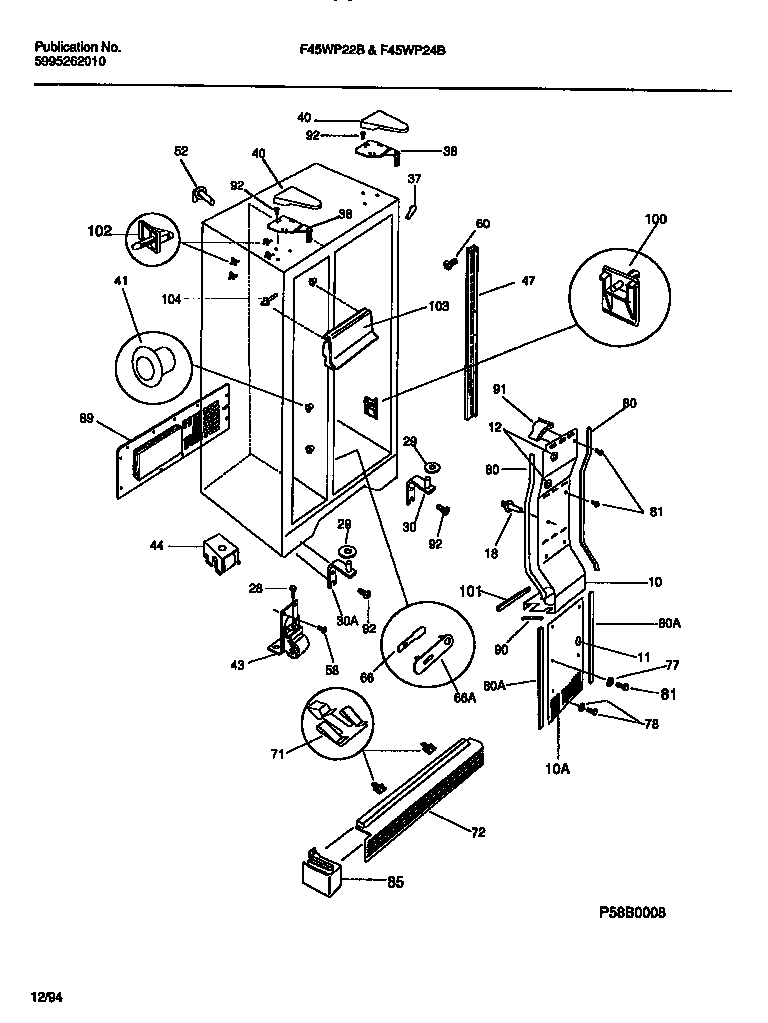 Frigidaire F45WP22BW0 cabinet diagram