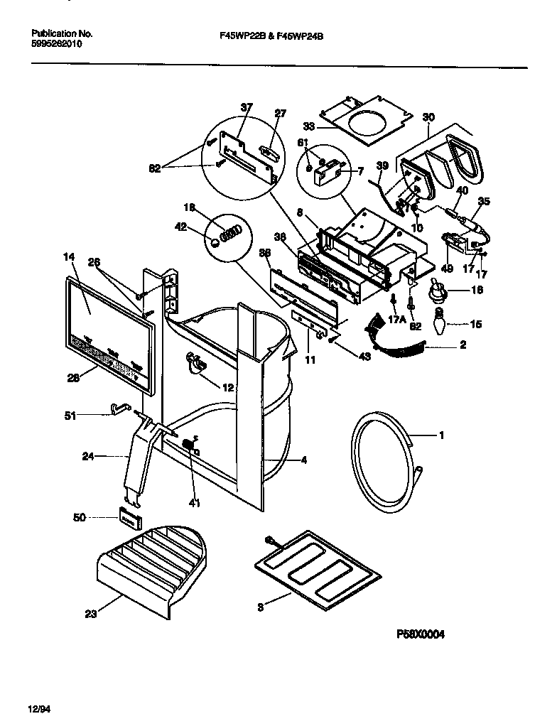 Frigidaire F45WP22BW0 housing, dispenser diagram