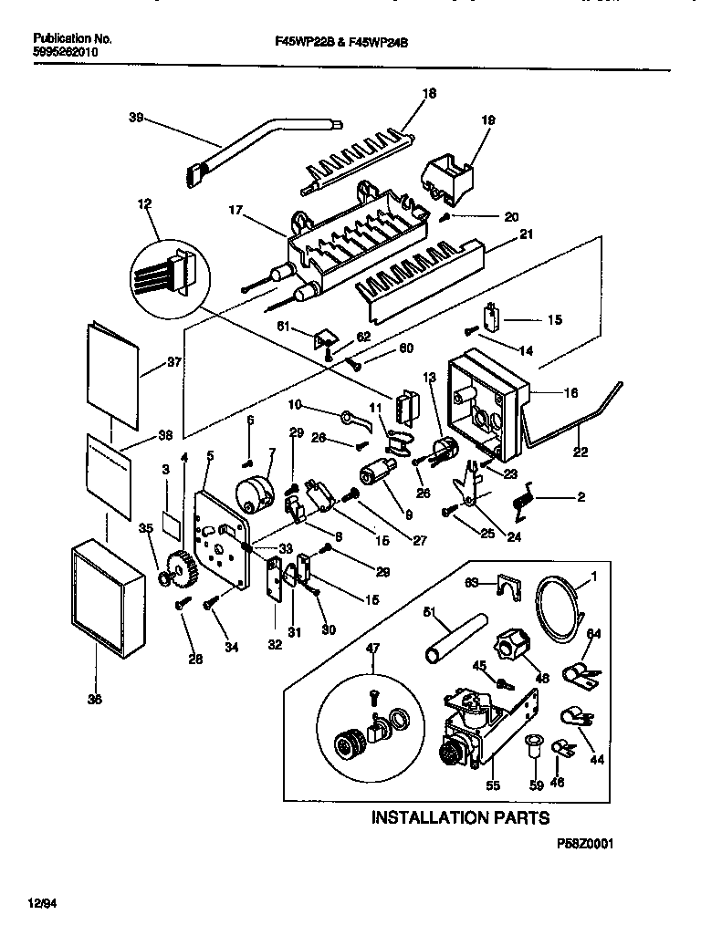 Frigidaire F45WP22BW0 ice maker diagram