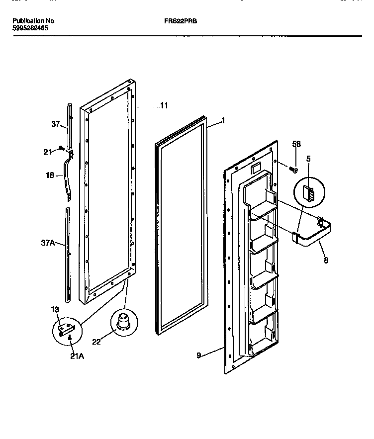 Frigidaire FRS22PRBW1 freezer door diagram