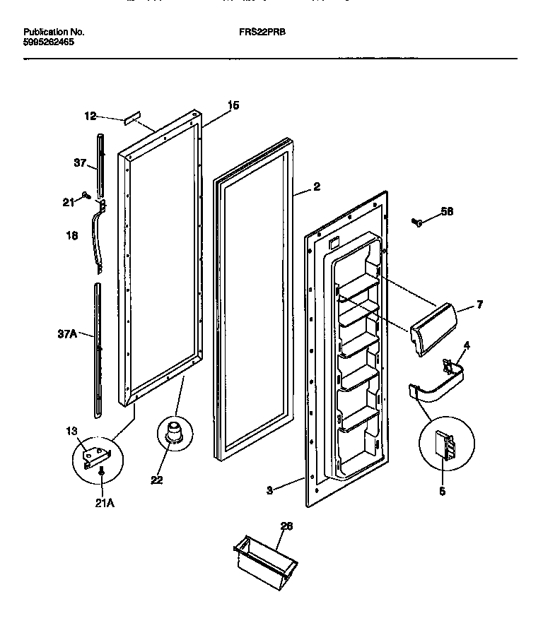 Frigidaire FRS22PRBW1 refrigerator door diagram
