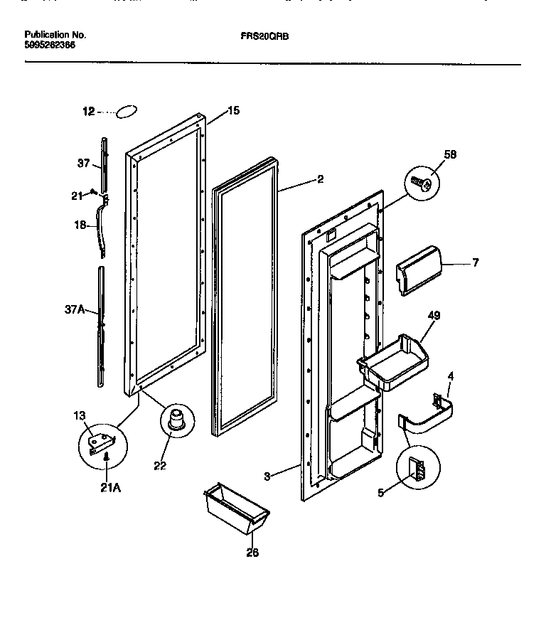 Frigidaire FRS20QRBD1 refrigerator  door diagram