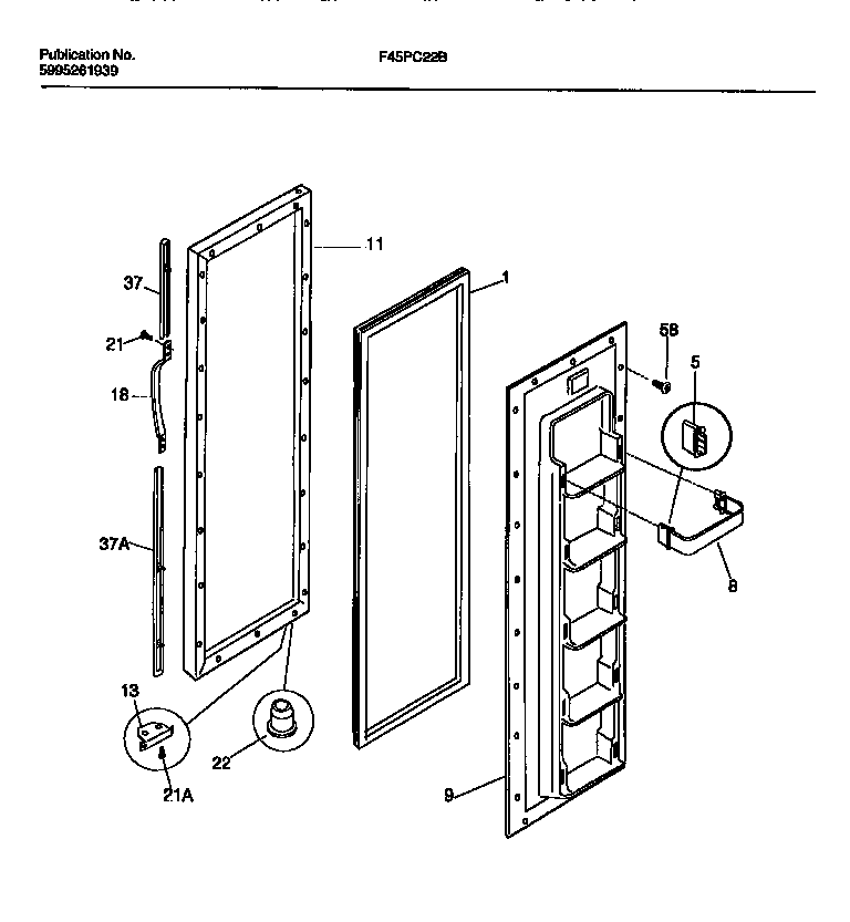 Frigidaire F45PC22BD0 freezer door diagram