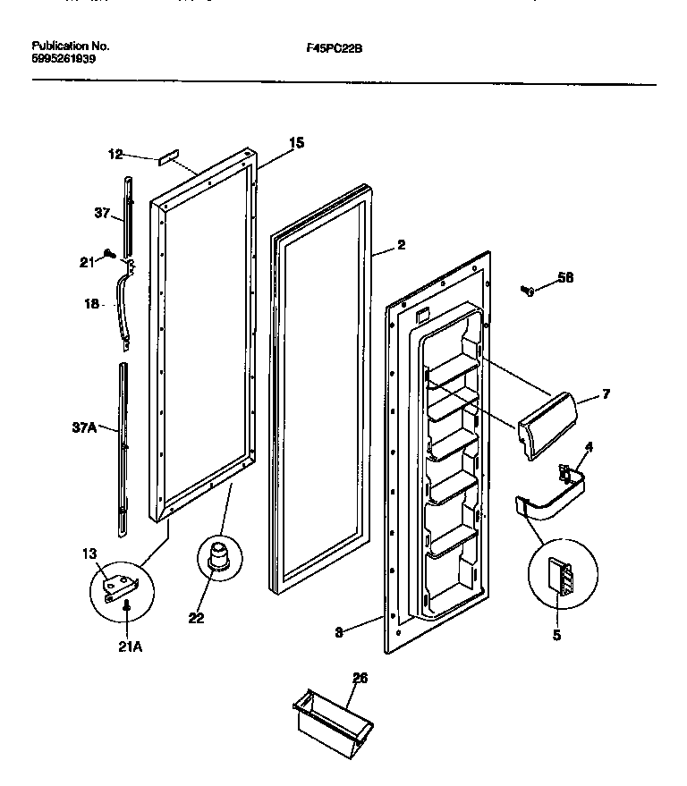 Frigidaire F45PC22BD0 refrigerator door diagram