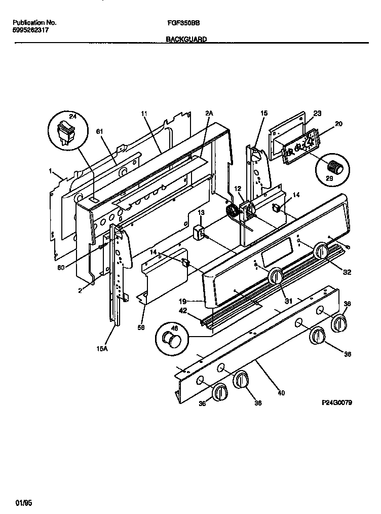 Frigidaire FGF350BBWA backguard diagram