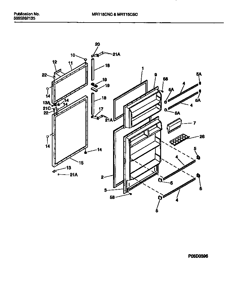 Universal/Multiflex (Frigidaire) MRT15CSCY0 door diagram