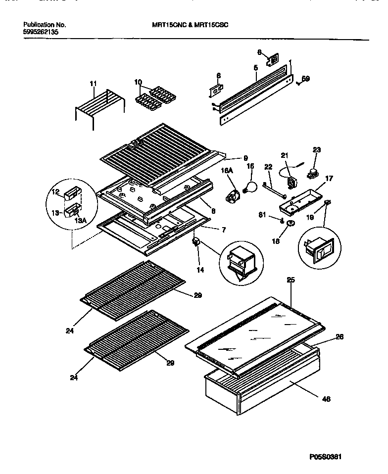 Kelvinator MRT15SCSZ0 shelves diagram