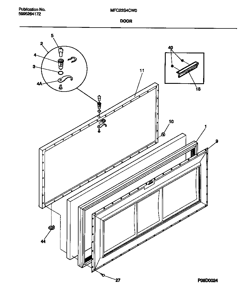 Universal/Multiflex (Frigidaire) MFC23S4CW0 door diagram