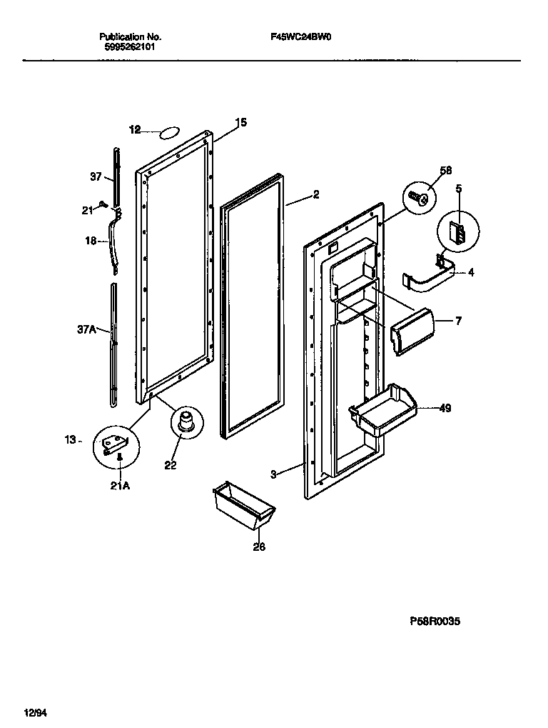 Frigidaire F45WC24BD0 refrigerator door diagram