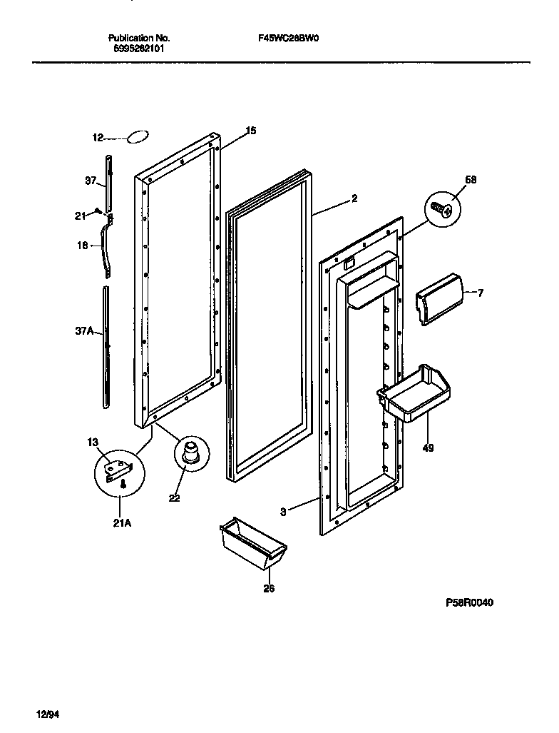 Frigidaire F45WC24BD0 refrigerator  door diagram