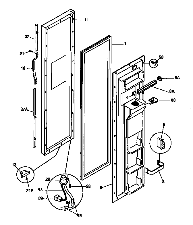 Frigidaire FRS26WRBW1 freezer door diagram