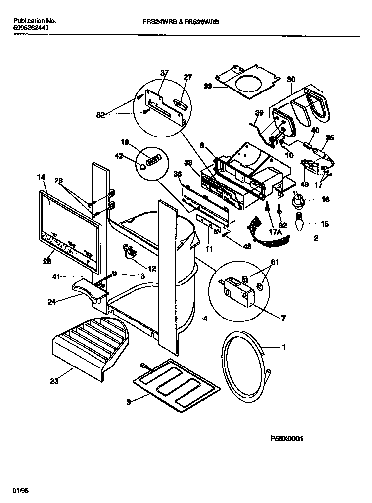Frigidaire FRS26WRBW1 i & w dispenser (door) diagram