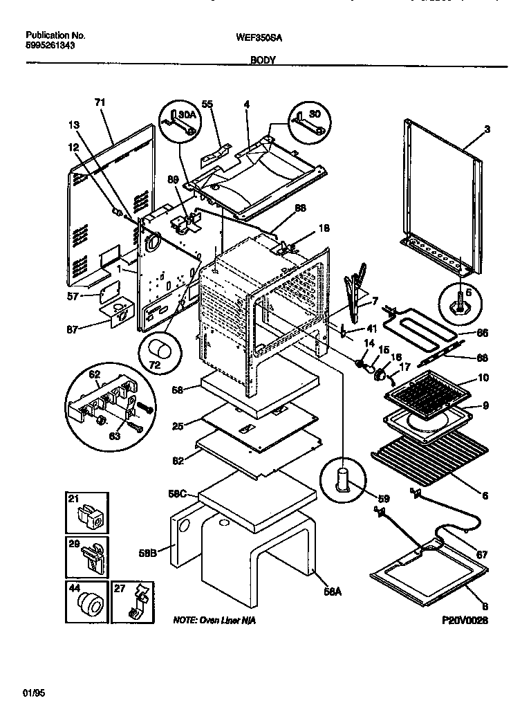 White-Westinghouse WEF350SAWA body diagram
