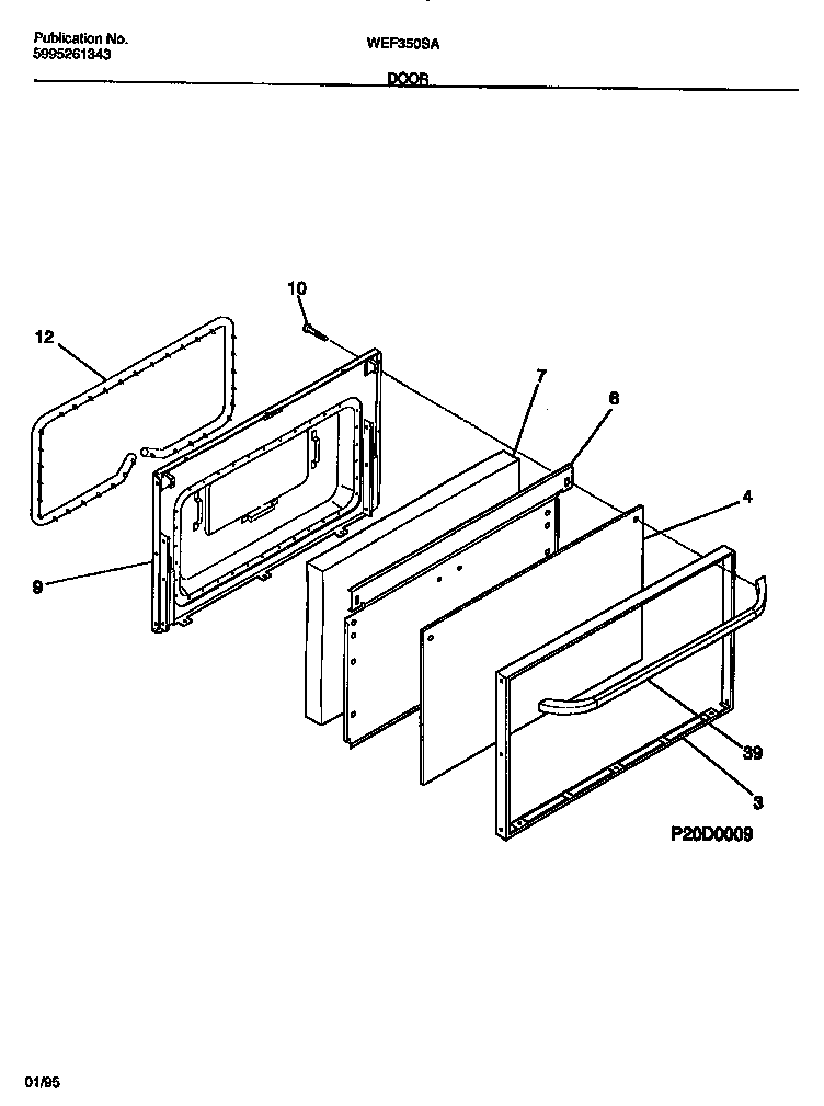 White-Westinghouse WEF350SAWA door diagram