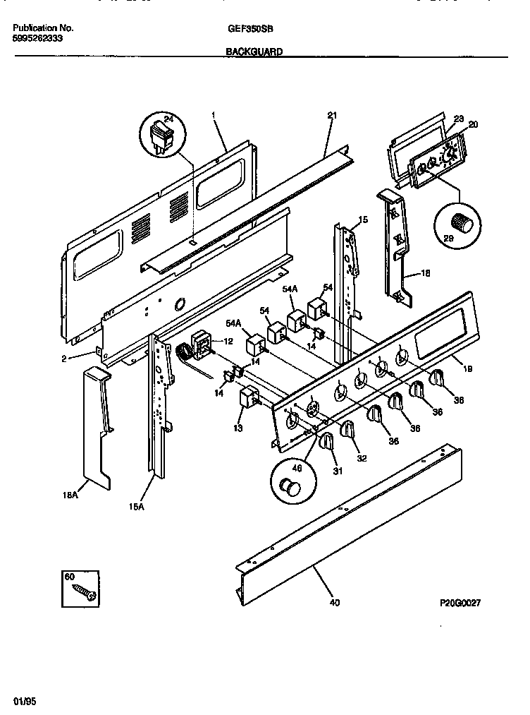 Gibson GEF350SBDA backguard diagram