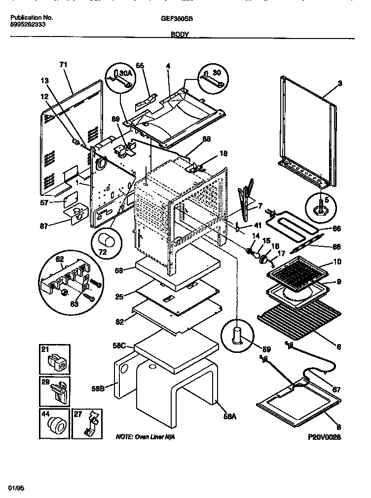 Gibson GEF350SBDA body diagram