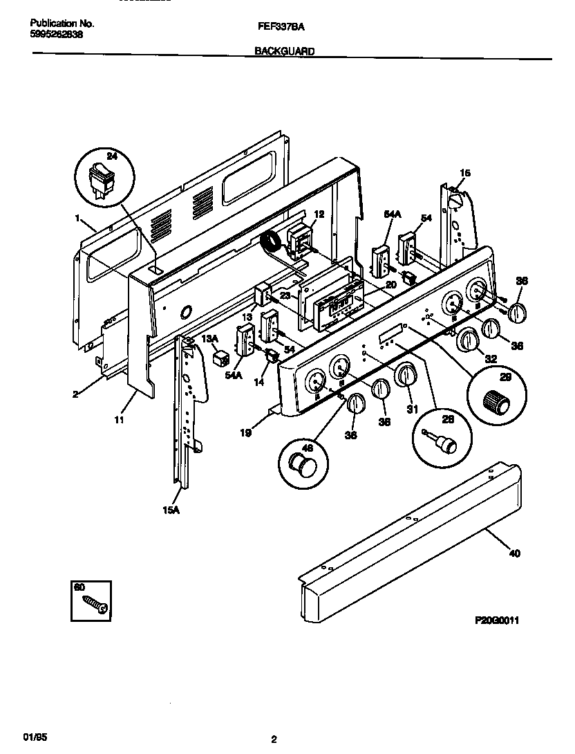 Frigidaire FEF337BADB backguard diagram