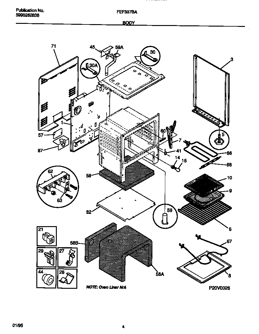 Frigidaire FEF337BADB body diagram
