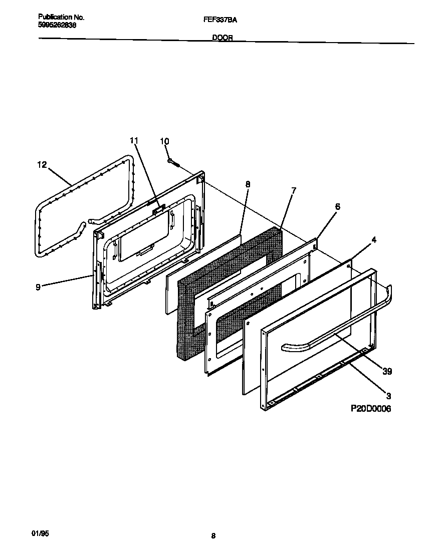 Frigidaire FEF337BADB door diagram