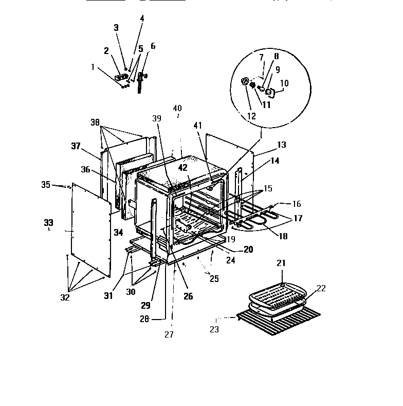 White-Westinghouse KB443GDM1 cavity & panels diagram