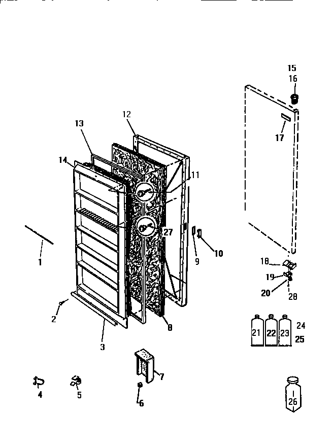 White-Westinghouse FU100JRW3 door diagram