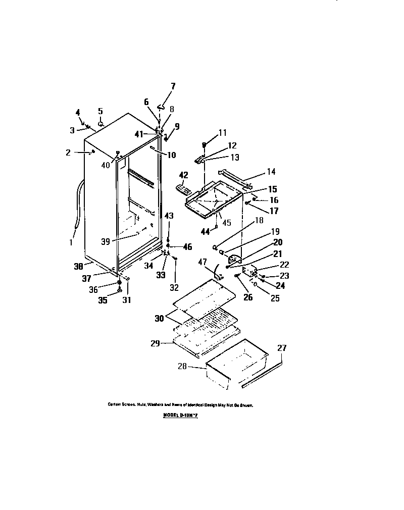 Frigidaire D13MW7 cabinet diagram