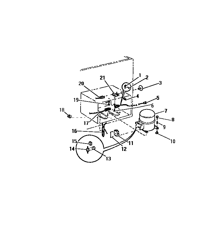 Frigidaire CF16KW3 compressor, electrical controls diagram