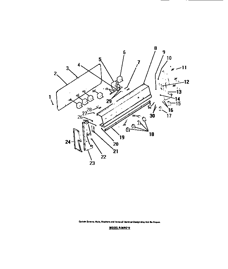 Frigidaire RA30BCH0 control panel, switches diagram