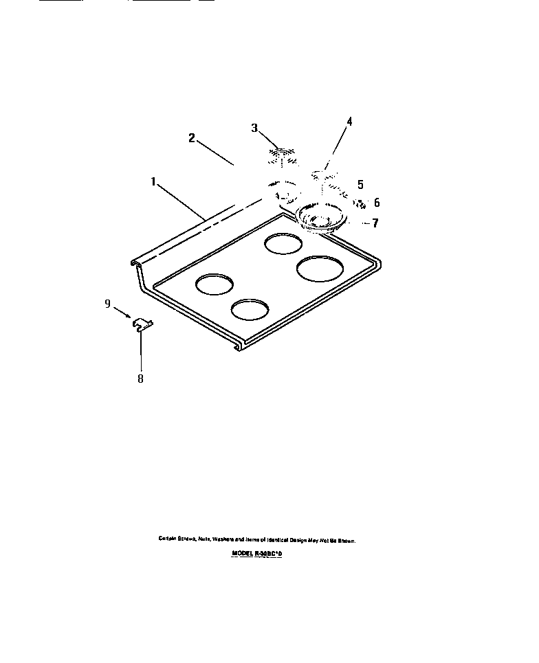 Frigidaire RA30BCH0 cook top, surface units, drip pans diagram