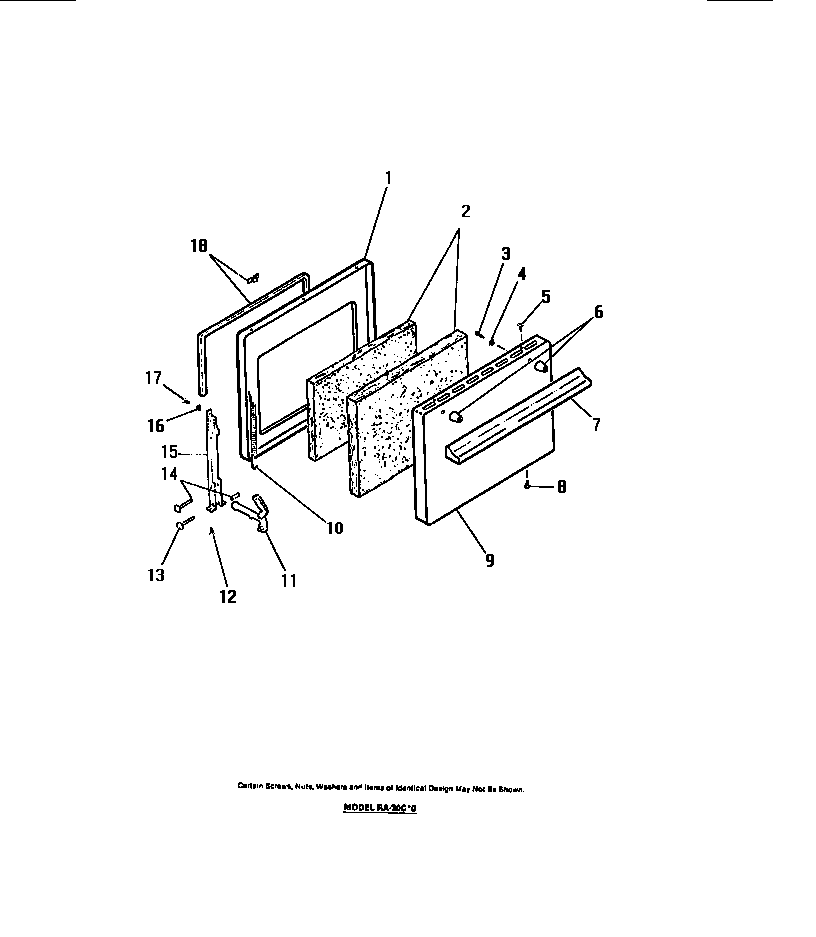 Frigidaire RA30BCH0 oven door panels diagram