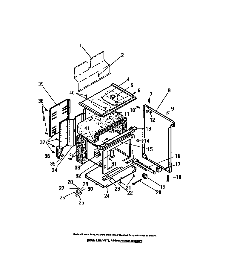 Frigidaire RA30BCH0 oven liner, side panels diagram