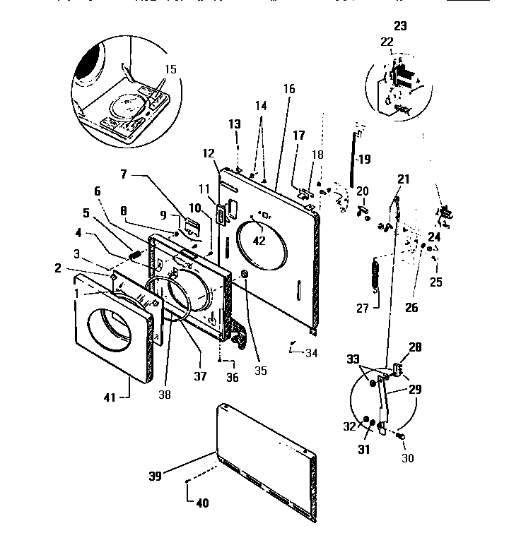 White-Westinghouse LT800EXW6 door, front panel diagram