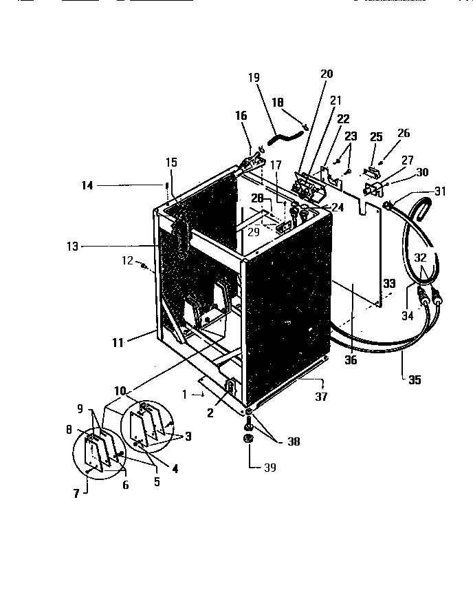 White-Westinghouse LT800EXW6 cabinet, hoses diagram
