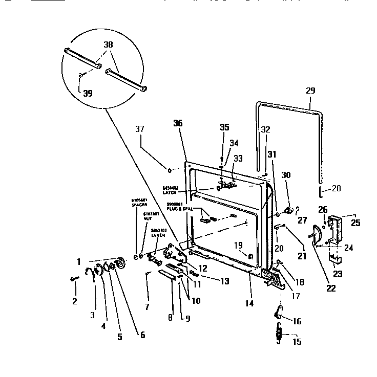 White-Westinghouse SU300EXR5 inner panel & components diagram