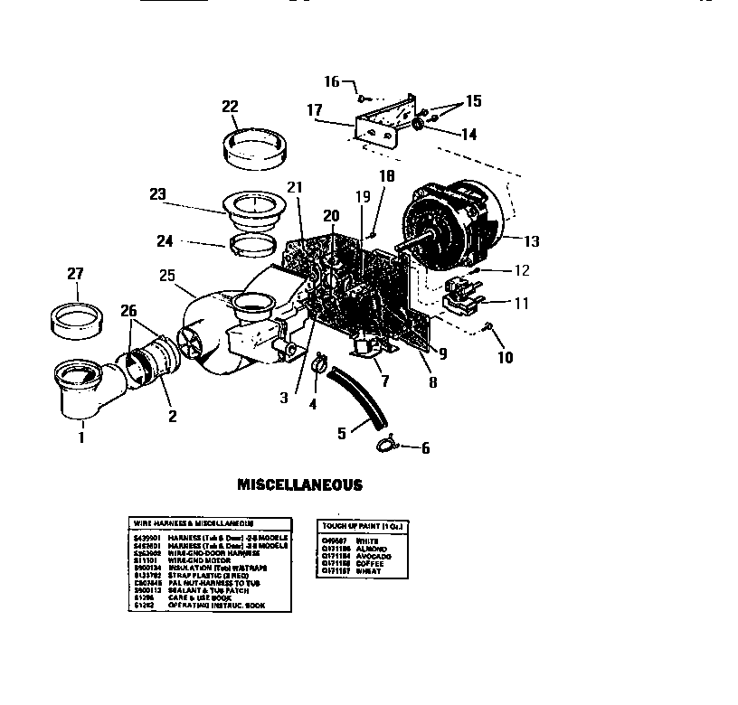 White-Westinghouse SU300EXR5 pump, motor & components diagram