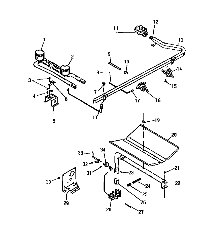 White-Westinghouse GF410HXV2 burner assembly diagram