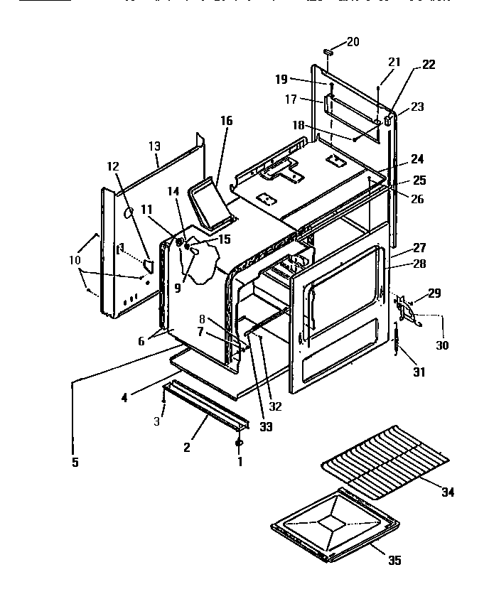 White-Westinghouse GF470HXF1 body, side panels diagram