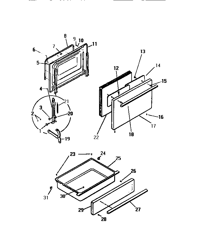 White-Westinghouse KF200GDW1 door & drawer diagram