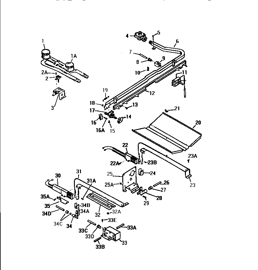 White-Westinghouse GF980HXF2 burner assembly diagram