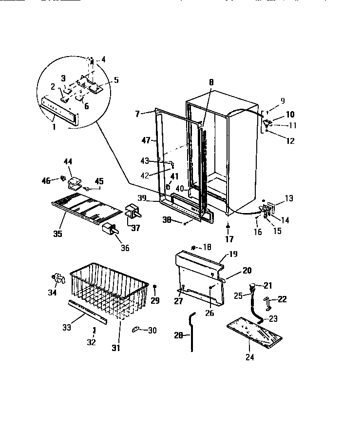 White-Westinghouse FU199JRD1 cabinet diagram