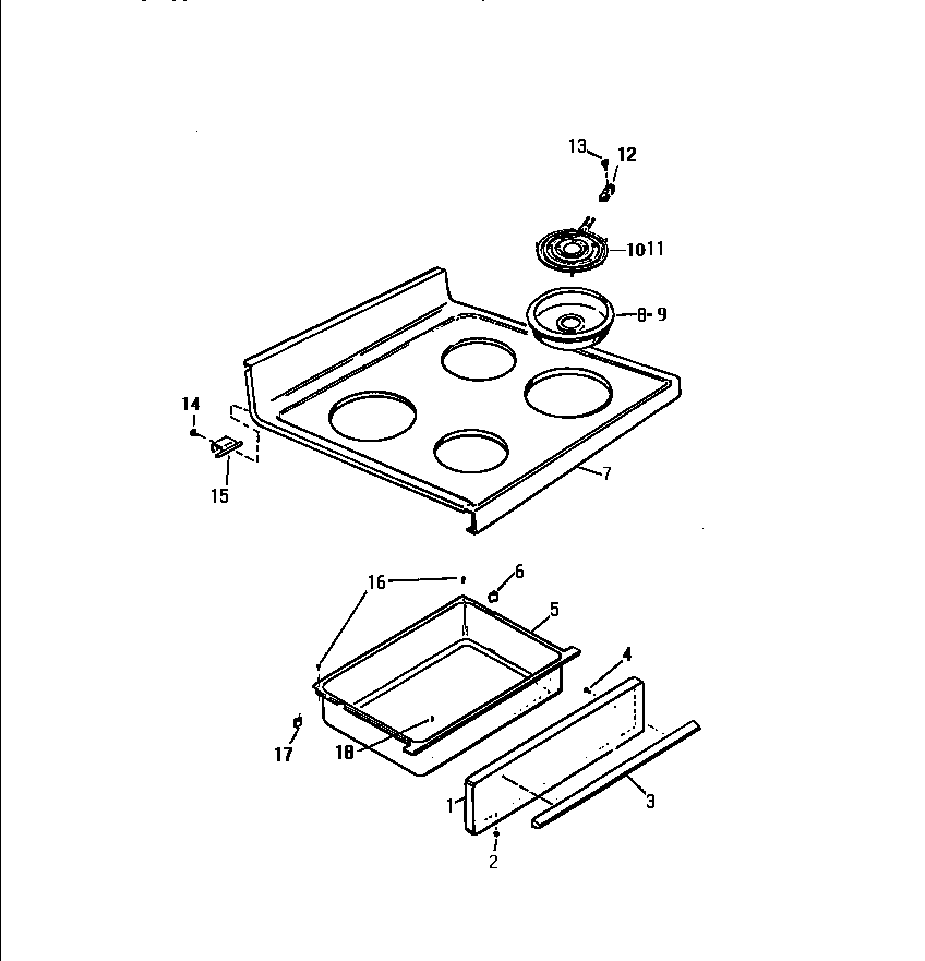 White-Westinghouse KF560GDH2 top, drawer diagram