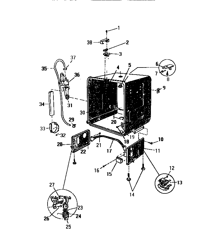 White-Westinghouse SU770JXR1 outer tub parts diagram