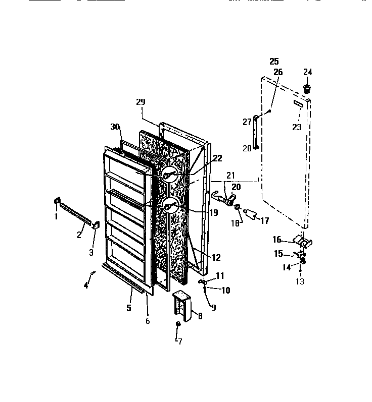 White-Westinghouse FU169JRD1 door diagram