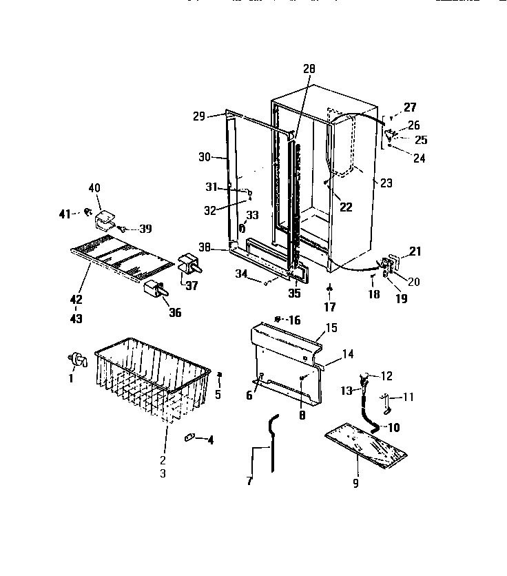 White-Westinghouse FU169JRD1 cabinet diagram