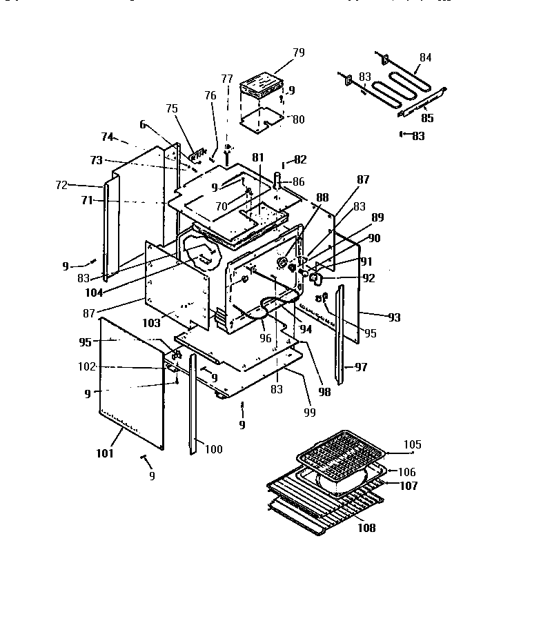 White-Westinghouse KB663GDM1 oven cavity diagram