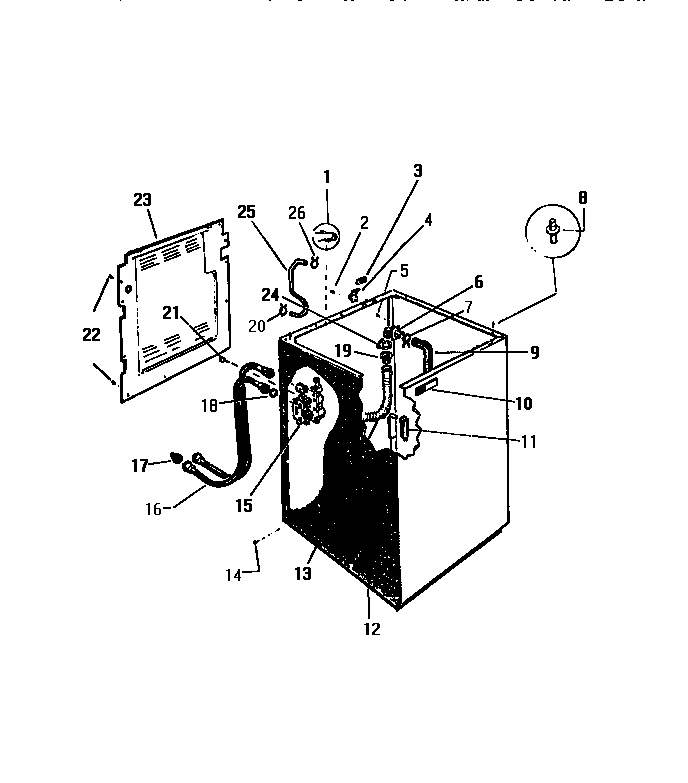 White-Westinghouse LA640JXW3 cabinet, hoses diagram