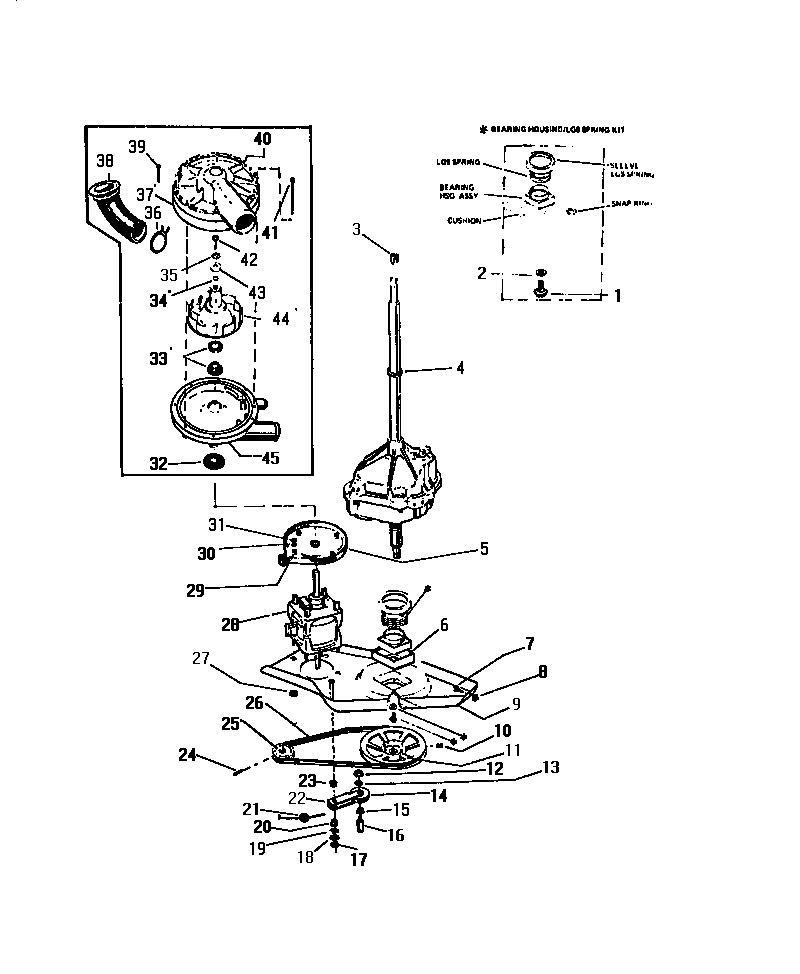 White-Westinghouse LA640JXW3 drive motor & pump assembly diagram