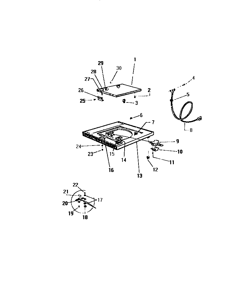 White-Westinghouse LA650JXD3 top panel diagram