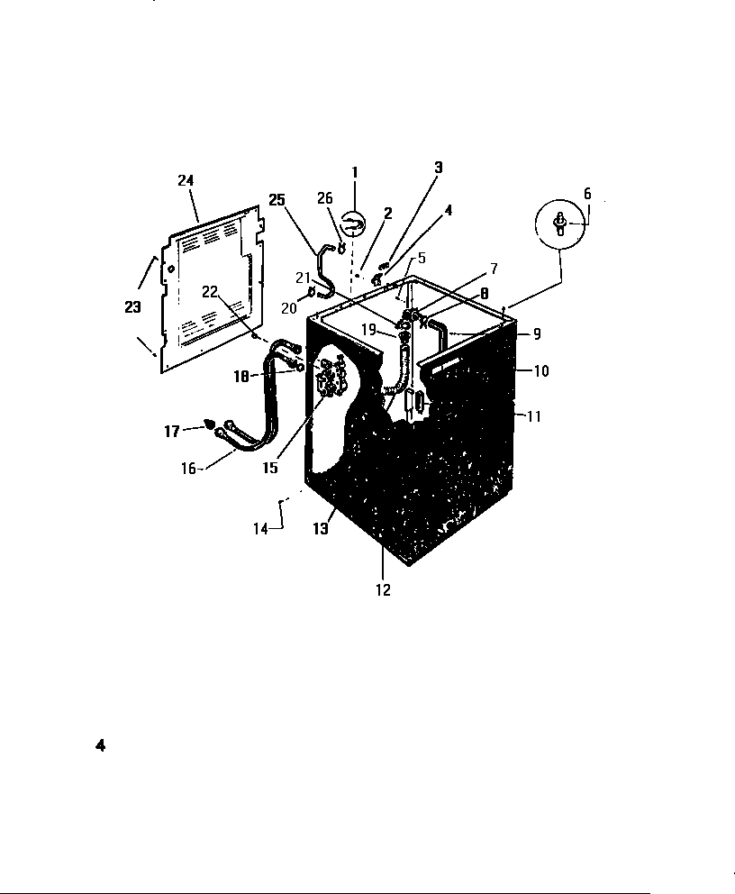 White-Westinghouse LA650JXD3 cabinet, hoses diagram