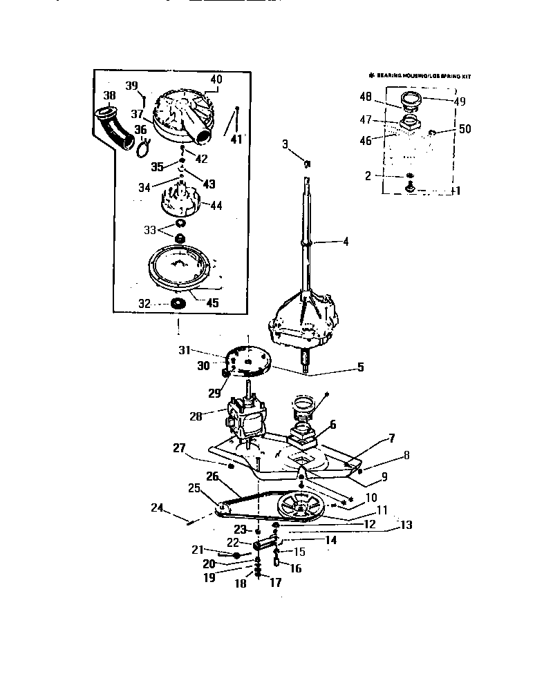 White-Westinghouse LA650JXD3 drive motor & pump assembly diagram